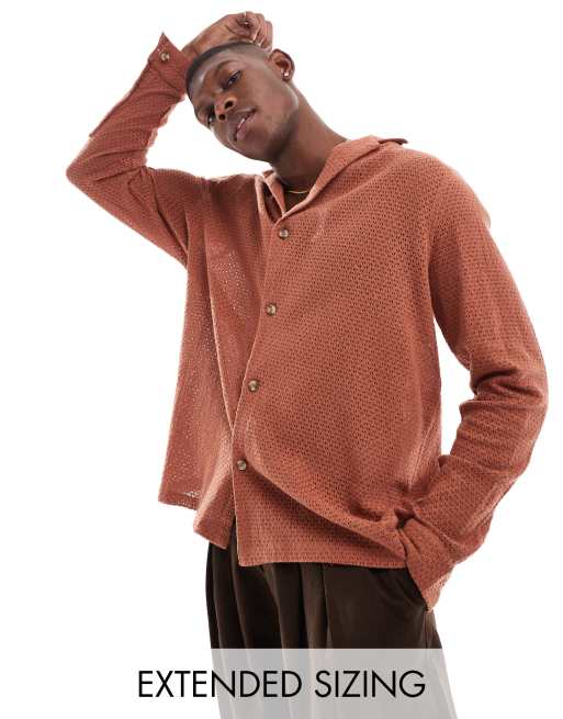 ASOS DESIGN - Chemise décontractée avec col à revers profonds - Marron