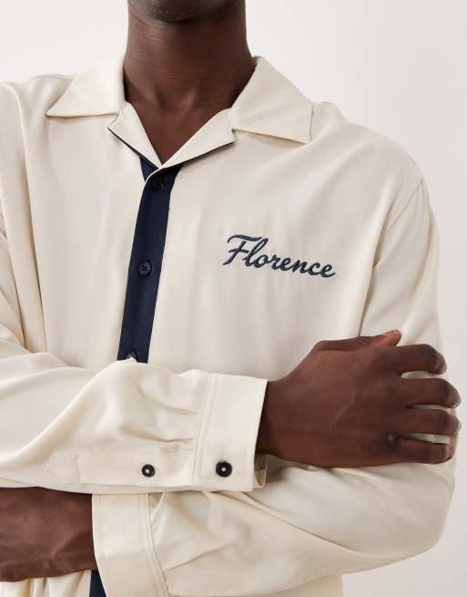 ASOS DESIGN - Chemise décontractée d'ensemble avec col à revers et broderie sur la poitrine - Crème, 5 de 5