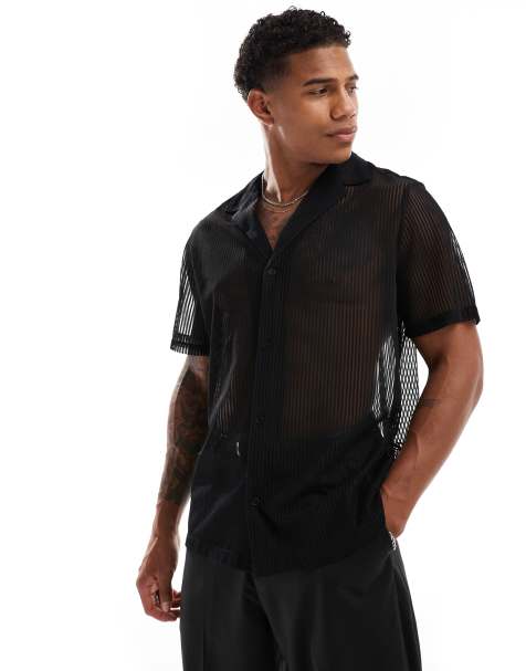 ASOS DESIGN - Chemise décontractée en dentelle avec col à larges revers - Noir - view 1