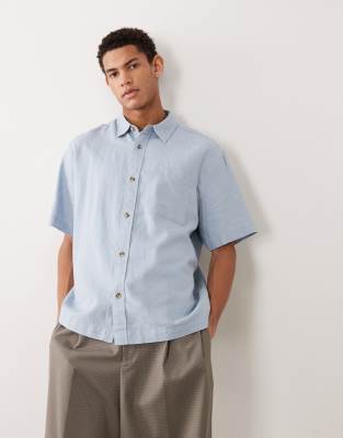 ASOS DESIGN - Chemise décontractée en lin mélangé - Bleu clair