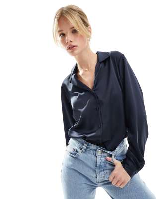Top Chemise D'été EAST Bleu Marine 100% Lin - Taille UK 10, Manches Bouffantes, Neuf Avec étiquettes