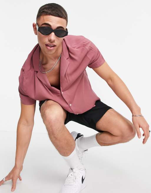 ASOS DESIGN - Chemise décontractée en viscose avec col à revers - Framboise