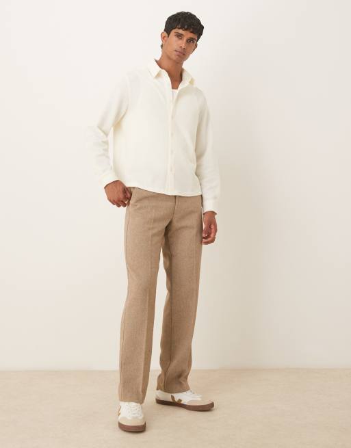 ASOS DESIGN - Chemise décontractée texturée à manches longues - Beige, 2 de 5