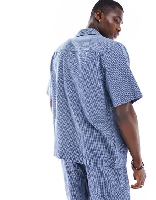 ASOS DESIGN - Chemise d'ensemble coupe ample décontractée à carreaux avec col à revers - Bleu, 2 de 4