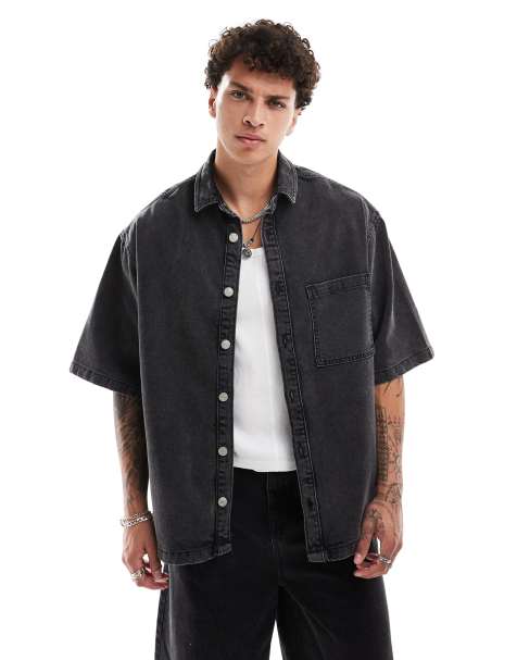 ASOS DESIGN - Chemise d'ensemble coupe carrée à manches courtes - Noir - view 1