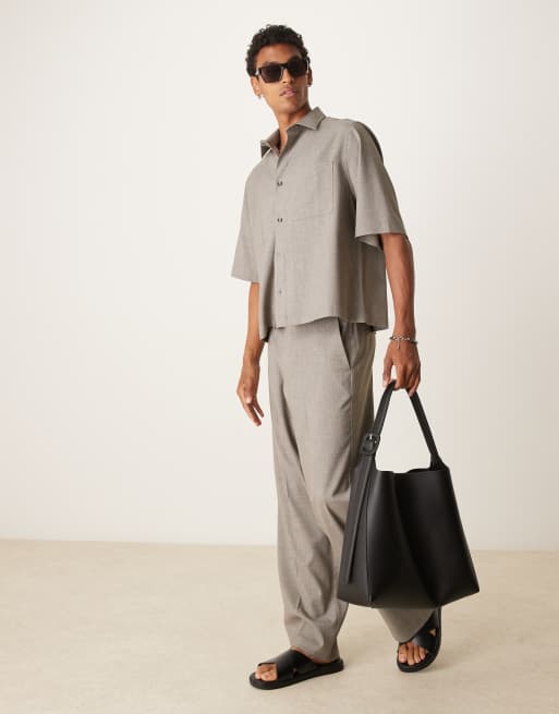 ASOS DESIGN - Chemise d'ensemble courte avec col à revers - Anthracite, 2 de 4