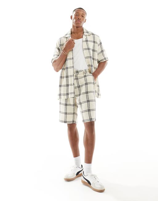 ASOS DESIGN - Chemise d'ensemble décontractée à carreaux et col à revers en tissu natté, 2 de 5