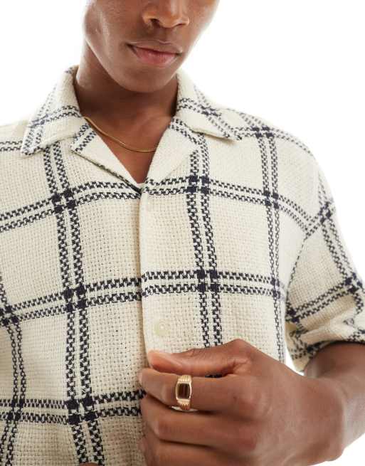 ASOS DESIGN - Chemise d'ensemble décontractée à carreaux et col à revers en tissu natté, 3 de 5