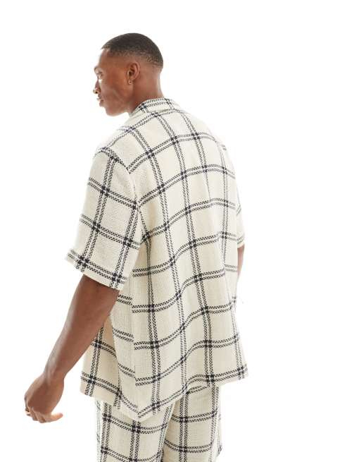 ASOS DESIGN - Chemise d'ensemble décontractée à carreaux et col à revers en tissu natté, 4 de 5