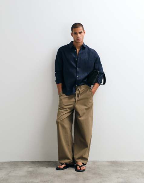 ASOS DESIGN - Chemise d'ensemble décontractée en lin - Bleu marine - view 1