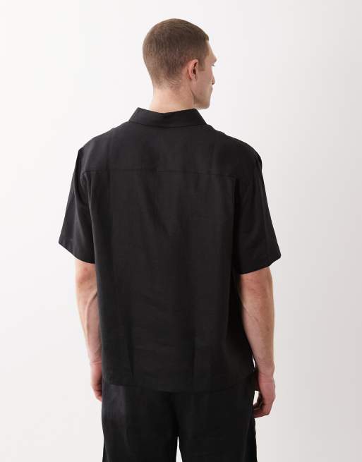 ASOS DESIGN - Chemise d'ensemble décontractée en lin - Noir, 5 de 5