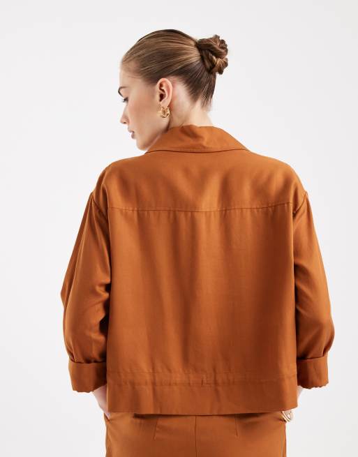 ASOS DESIGN - Chemise d'ensemble fonctionnelle en tissu texturé doux au toucher - Gingembre, 2 de 4