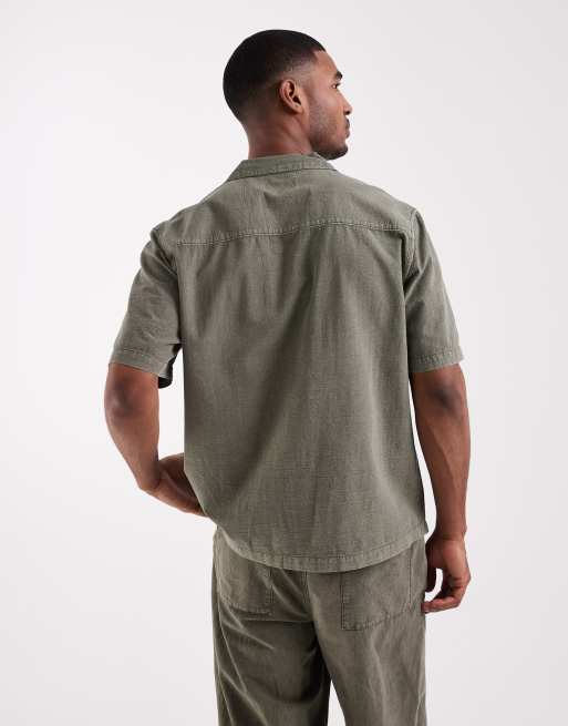 ASOS DESIGN - Chemise d'ensemble texturée avec col à revers - Kaki, 5 de 5
