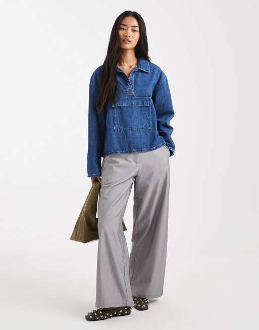 ASOS DESIGN - Chemise en jean avec poche à l'avant - Bleu moyen, 2 de 4