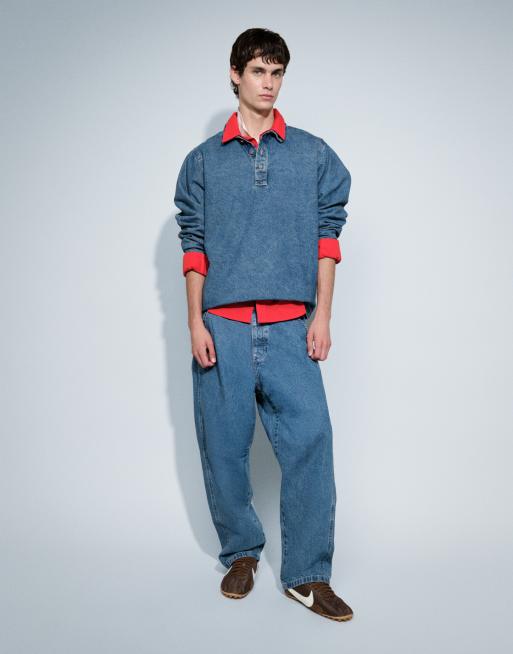 ASOS DESIGN - Chemise en jean oversize à manches longues - Bleu moyen délavé, 3 de 7