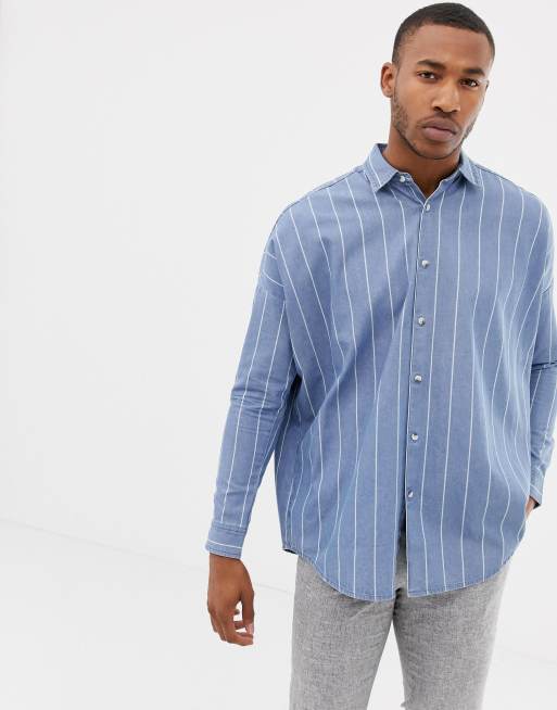 ASOS DESIGN - Chemise en jean oversize à rayures style 90s