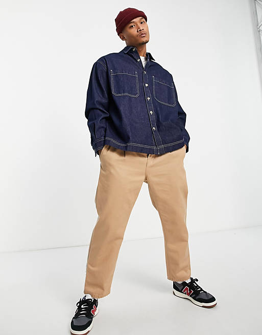 Chemise en jean oversize coupe carrée sauge Asos Homme Vêtements Chemises Casual 