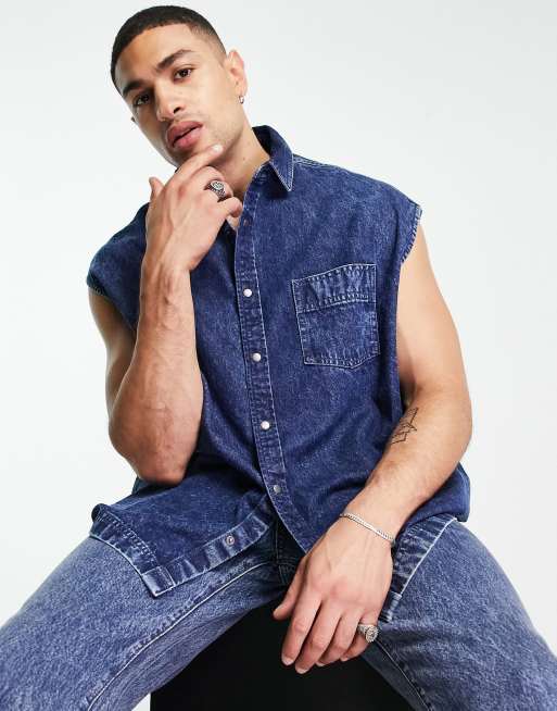 Chemise en jean sans manche sale