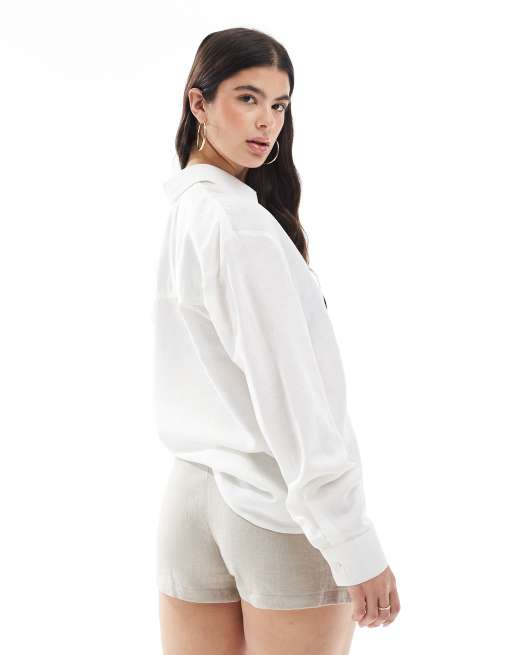 ASOS DESIGN - Chemise en lin mélangé - Blanc