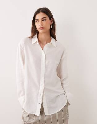 Chemise en lin mélangé - Blanc 38