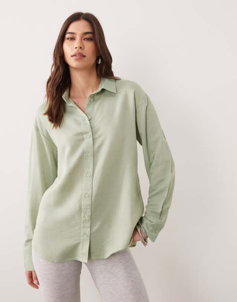 ASOS DESIGN - Chemise en lin mélangé - Kaki - view 1