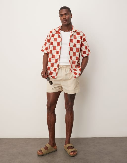ASOS DESIGN - Chemise en maille au crochet avec col à revers - Rouge et blanc, 3 de 4