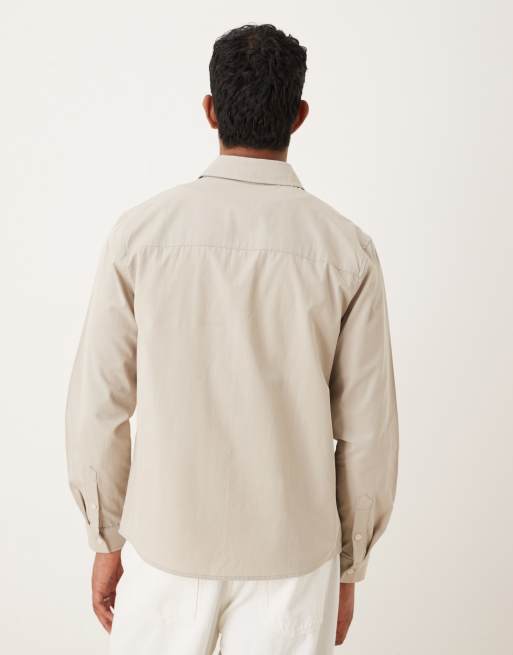 ASOS DESIGN - Chemise en popeline de coton à broderie sur la poitrine - Beige, 5 de 5