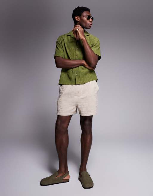 ASOS DESIGN - Chemise en tissu texturé avec col à revers - Kaki, 2 de 4