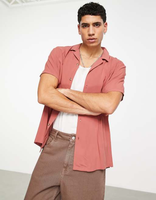ASOS DESIGN - Chemise en viscose décontractée avec col à revers - Rouille