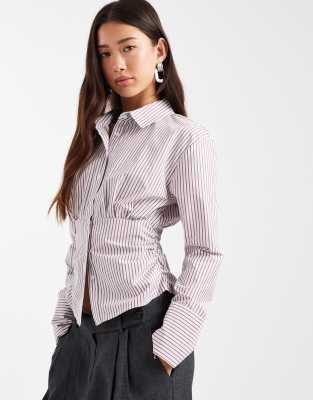 Chemise façon corset ajustée à rayures-Multicolore 42