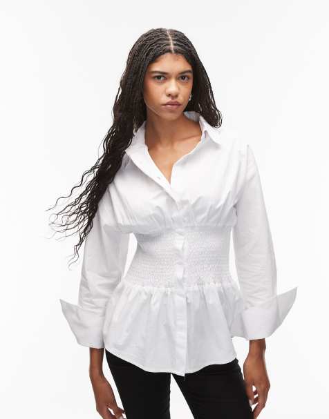 ASOS DESIGN - Chemise froncée à la taille - Blanc - view 1