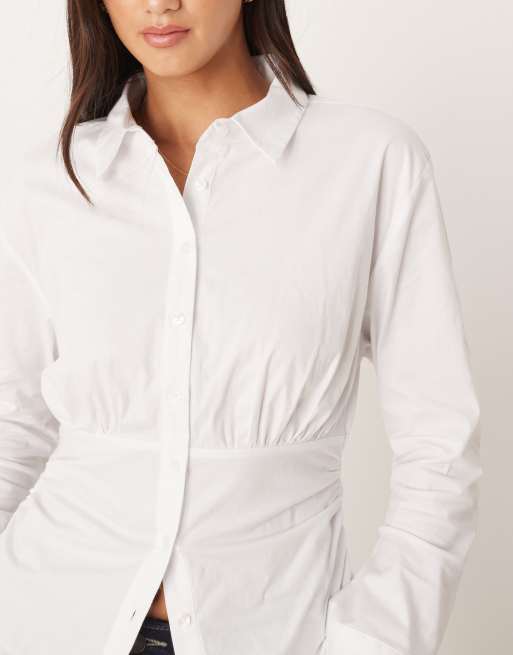 ASOS DESIGN - Chemise froncée ajustée - Blanc, 4 de 4