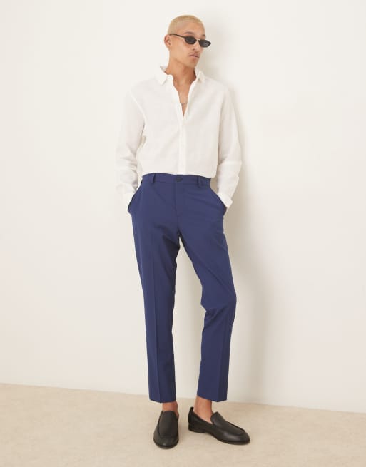  ASOS DESIGN - Chemise habillée coupe classique en lin mélangé avec col rond - Blanc, 3 de 4