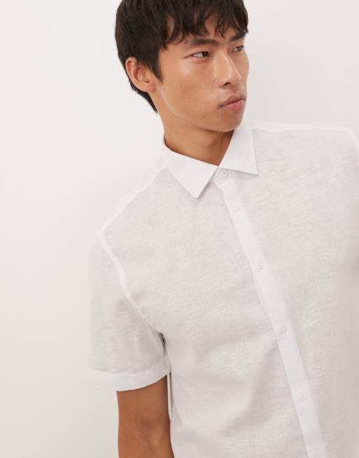 ASOS DESIGN - Chemise habillée en lin mélangé coupe classique - Blanc, 4 de 4