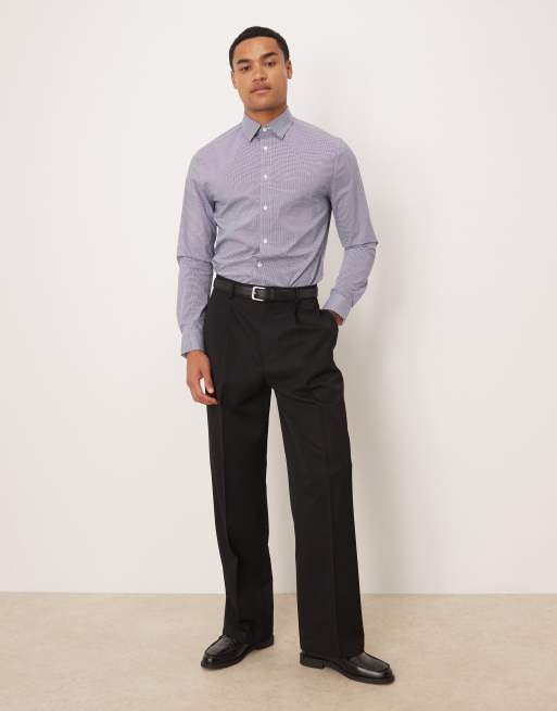 ASOS DESIGN - Chemise habillée et ajustée à carreaux - Bleu marine, 2 de 5