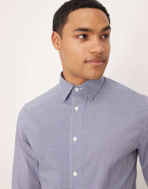 ASOS DESIGN - Chemise habillée et ajustée à carreaux - Bleu marine, 5 de 5