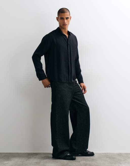 ASOS DESIGN chemise Henley ample en modal riche noire, 2 de 5