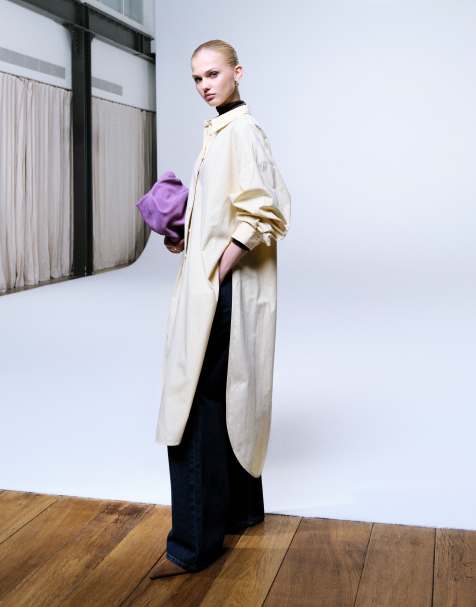 ASOS DESIGN - Chemise longue à ourlet à encoche - Jaune beurre - view 1