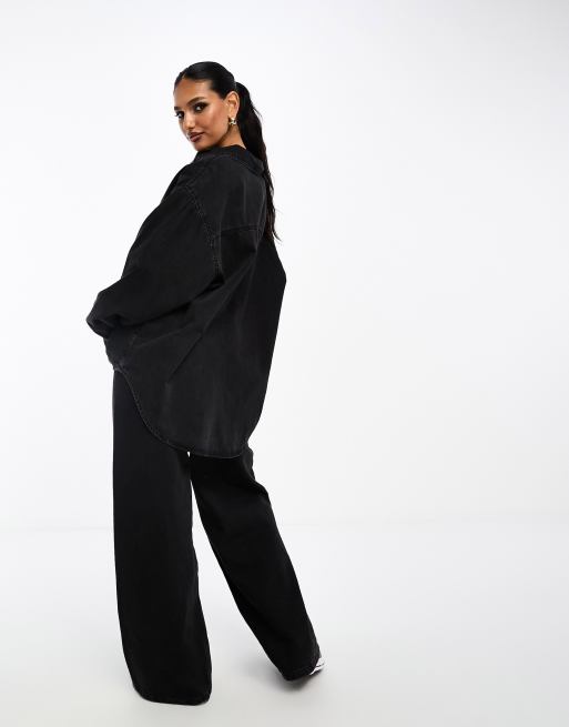 ASOS DESIGN Chemise minimaliste en jean Noir delave ASOS