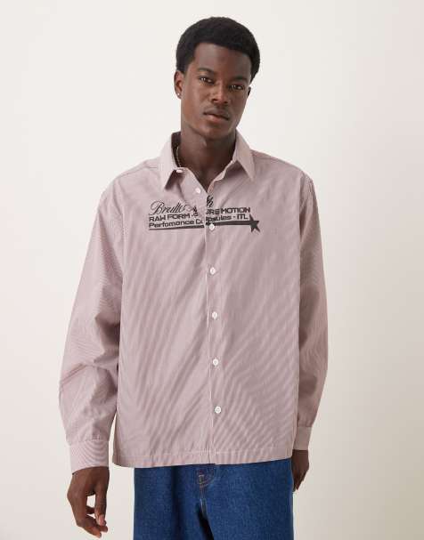 ASOS DESIGN - Chemise oversize à carreaux avec imprimé sur le devant - Bordeaux - view 1