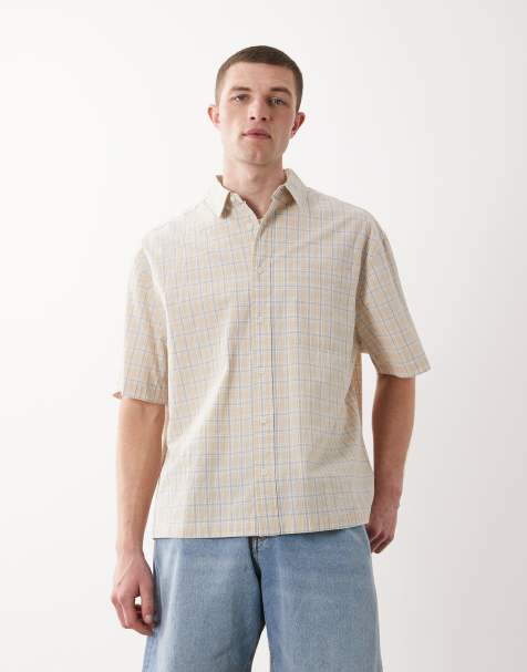 ASOS DESIGN - Chemise oversize à carreaux - Beige - view 1