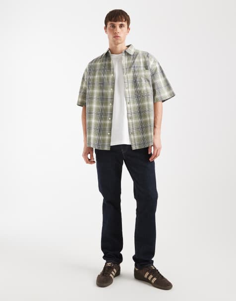 Chemise Homme Mantaray Manches Longues à Carreaux Verts, Taille XL, état Excellent