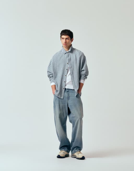 ASOS DESIGN - Chemise oversize à carreaux texturée - Bleu, 2 de 5