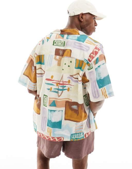 ASOS DESIGN - Chemise oversize à col cranté - Imprimé abstrait, 3 de 4