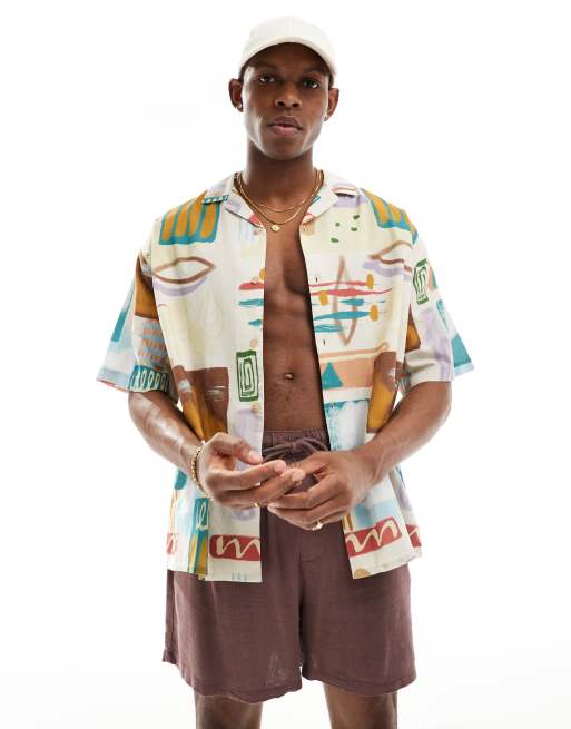 ASOS DESIGN - Chemise oversize à col cranté - Imprimé abstrait, 4 de 4
