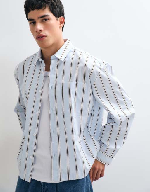ASOS DESIGN chemise oversize à coupe carrée à rayures bleue, 2 de 5