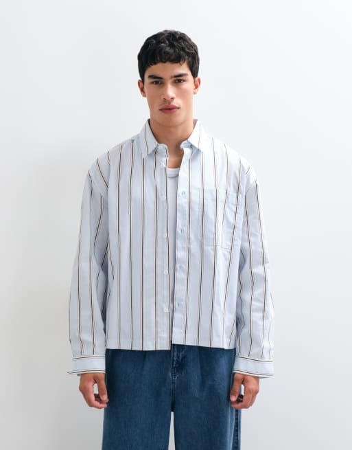 ASOS DESIGN chemise oversize à coupe carrée à rayures bleue, 3 de 5
