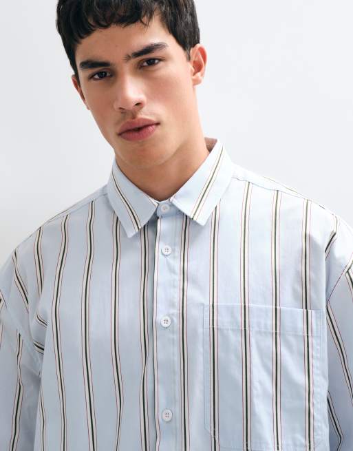ASOS DESIGN chemise oversize à coupe carrée à rayures bleue, 4 de 5