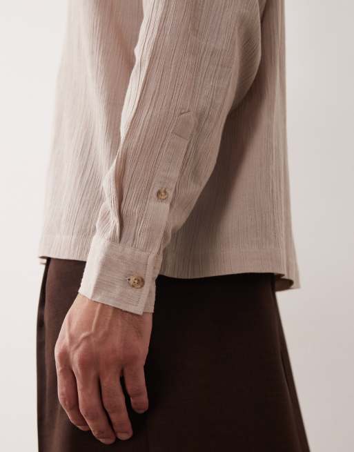 ASOS DESIGN - Chemise oversize à enfiler en tissu texturé effet froissé - Beige, 5 de 5