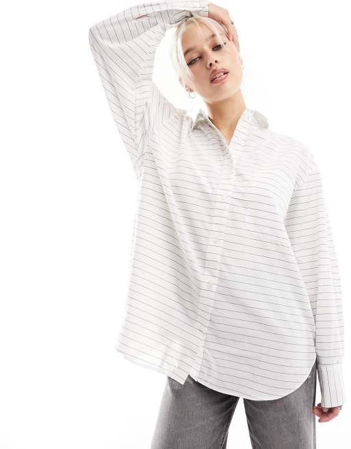 ASOS DESIGN - Chemise oversize à fines rayures - Noir et blanc 